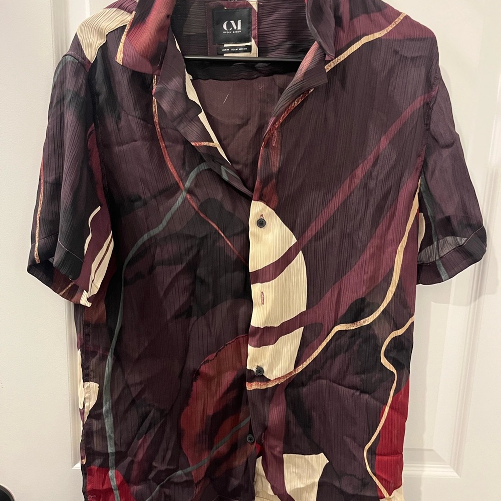 Men's Burgundy Abstract Casual Shirt
